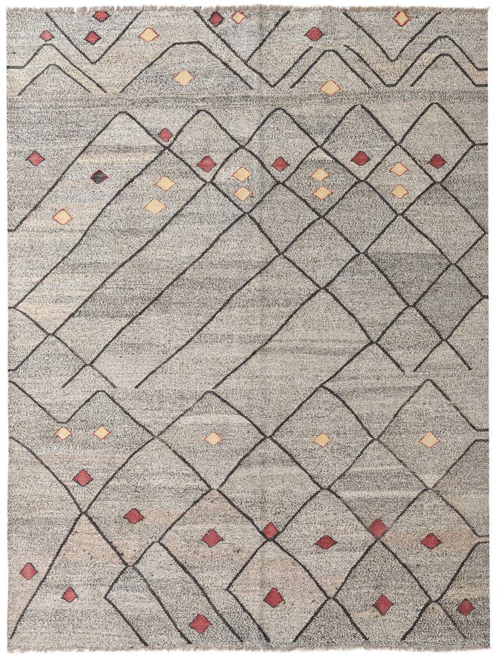 Detail image of 7' 1 x 9' 3 Hand Woven Kilim Modern Wool Rug