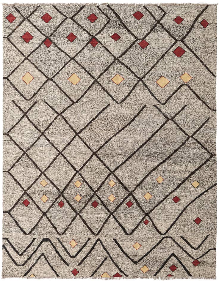 Detail image of 6' 3 x 7' 10 Hand Woven Kilim Modern Wool Rug