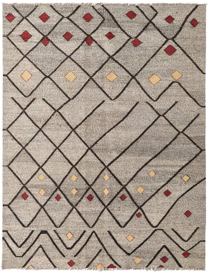 Detail image of 6' 3 x 7' 10 Hand Woven Kilim Modern Wool Rug
