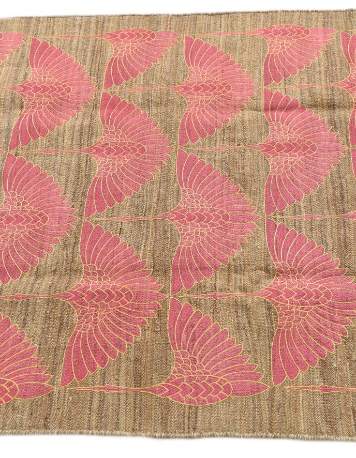 Detail image of 3' 5 x 4' 7 Hand Woven Kilim Modern Wool Rug