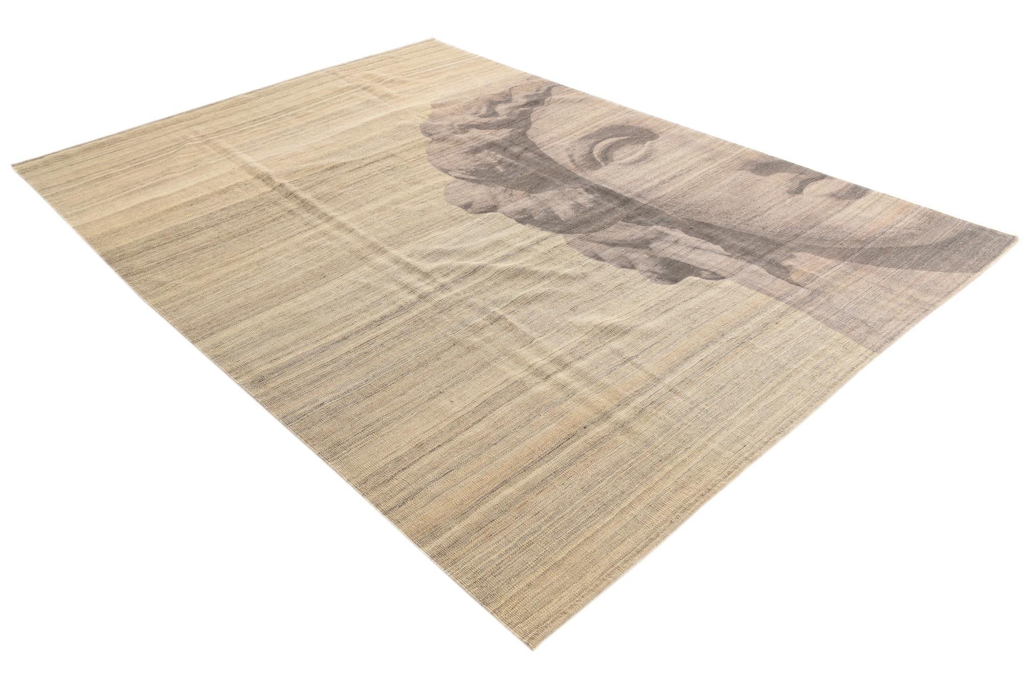 7' x 9' 9 Hand Woven Kilim Modern Wool Rug