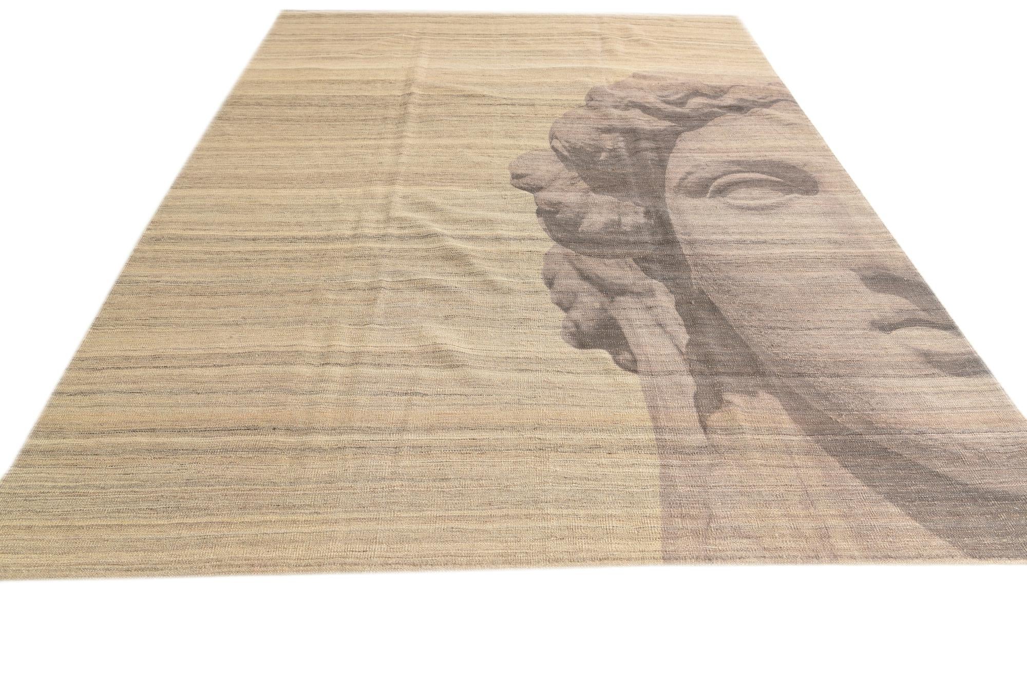 7' x 9' 9 Hand Woven Kilim Modern Wool Rug