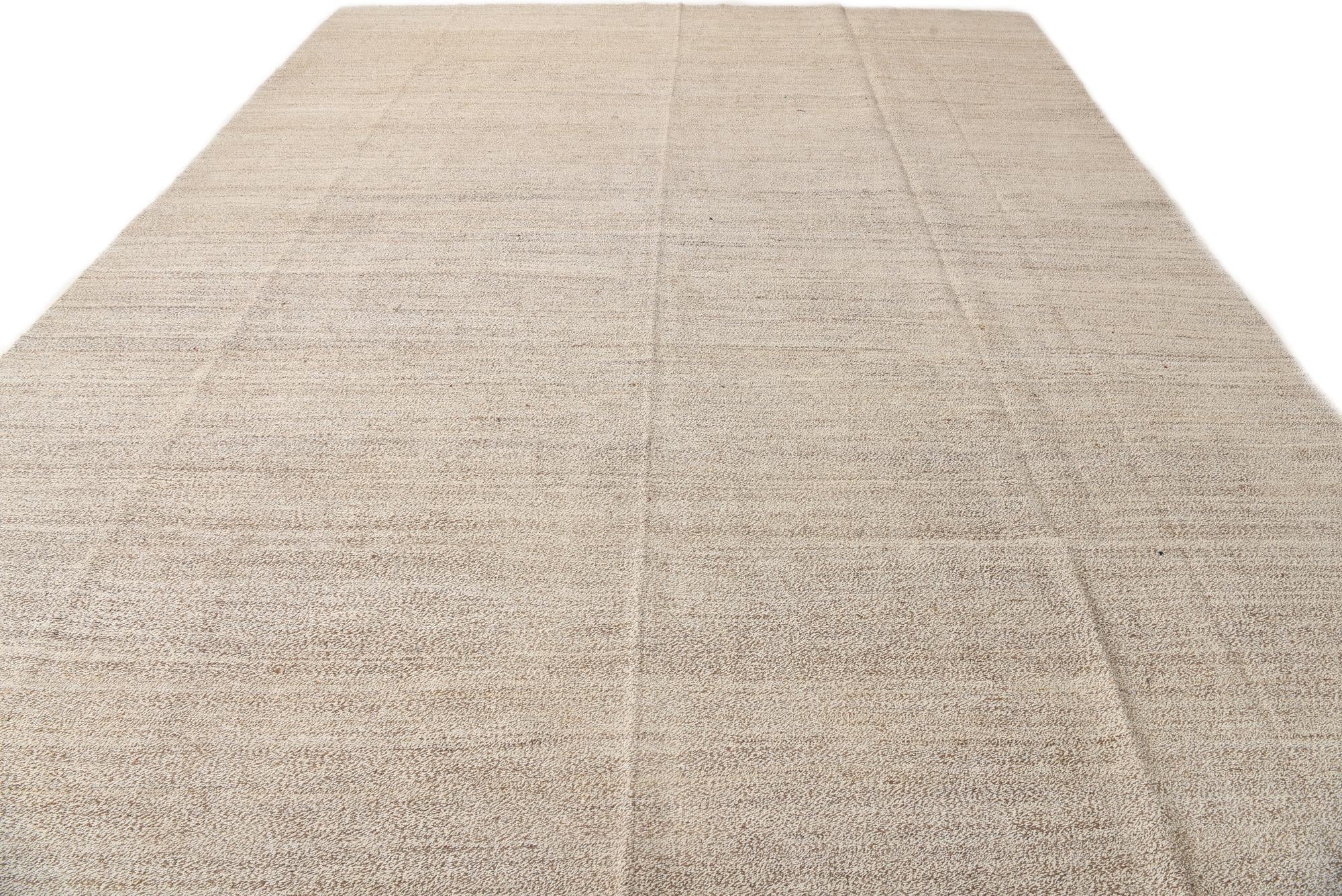 11' 3 x 14' 6 Hand Woven Kilim Modern Wool Rug
