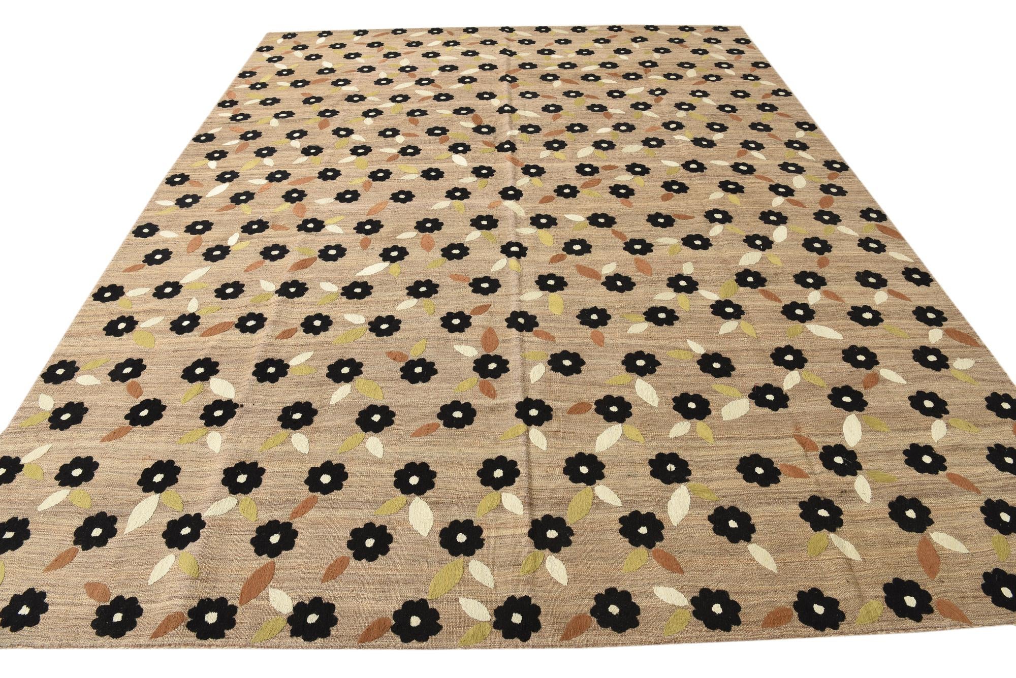 9' 1 x 11' 9 Hand Woven Kilim Modern Rug