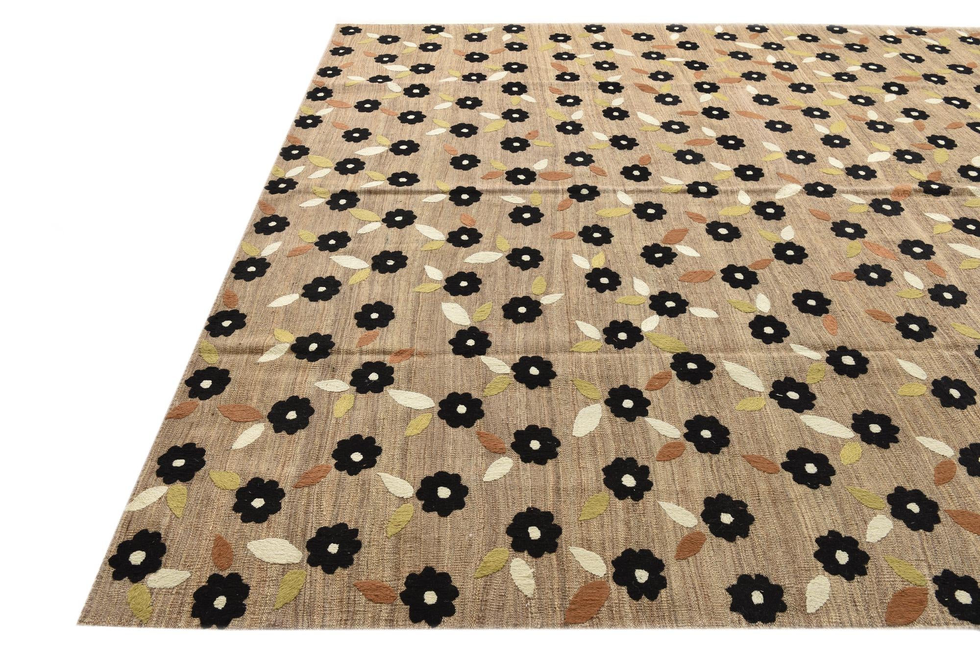 9' 1 x 11' 9 Hand Woven Kilim Modern Rug
