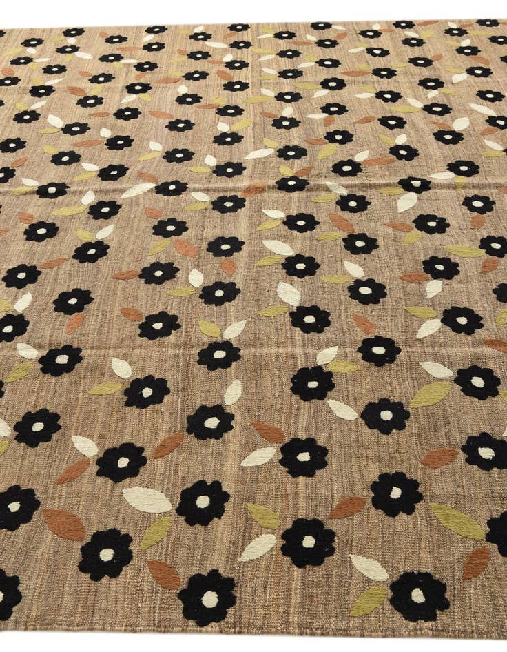Detail image of 9' 1 x 11' 9  Hand Woven Kilim Modern Rug