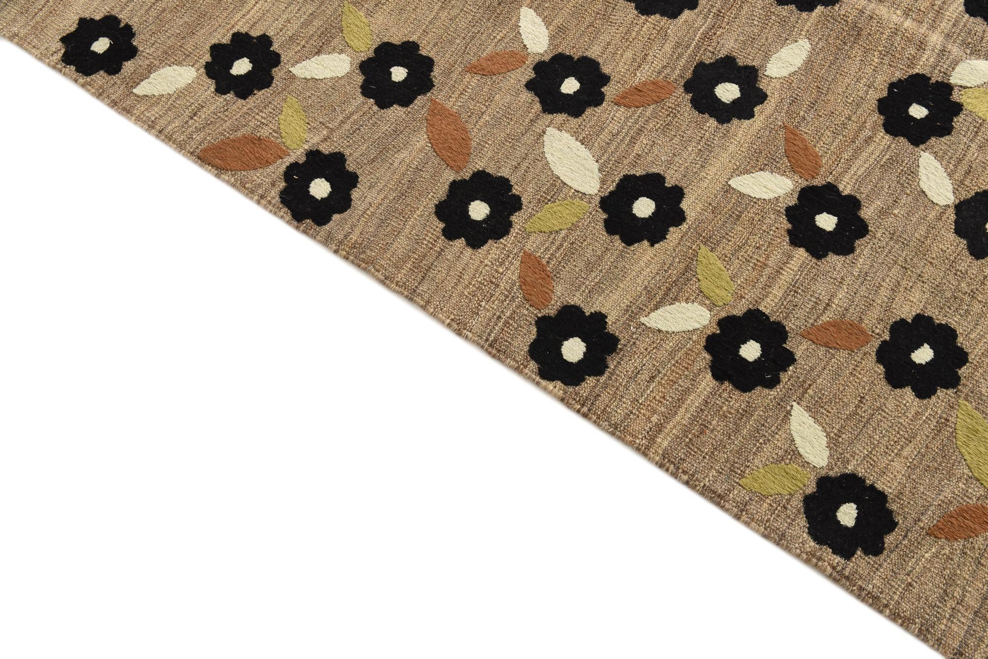 9' 1 x 11' 9 Hand Woven Kilim Modern Rug