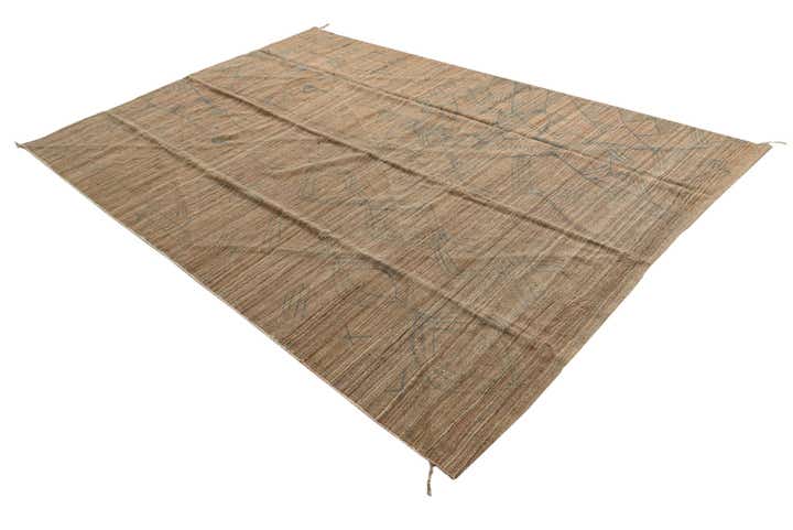 6' 8 x 9' 9 Hand Woven Kilim Modern Wool Rug