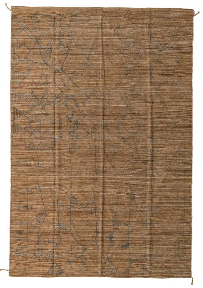 Detail image of 6' 8 x 9' 9 Hand Woven Kilim Modern Wool Rug