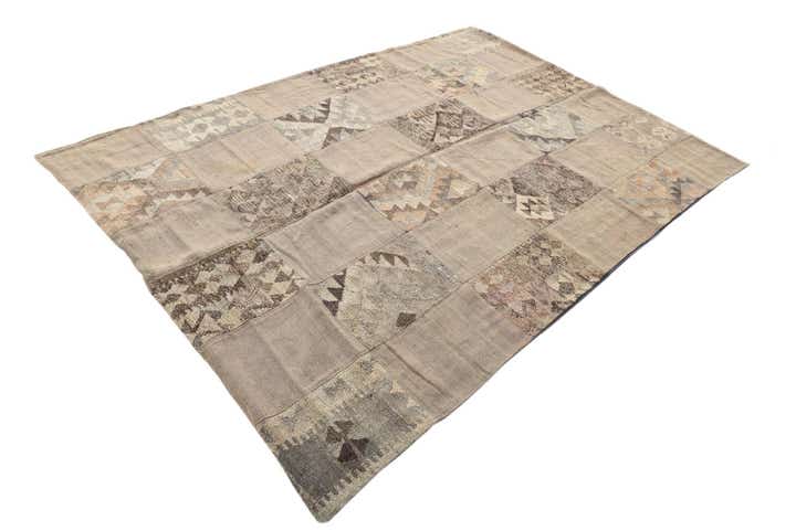 5' 5 x 8' Hand Woven Kilim Patchwork Wool Rug
