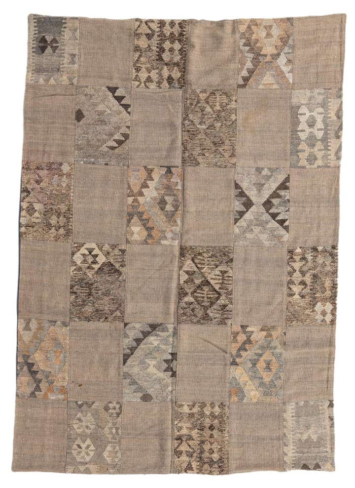 5' 5 x 8' Hand Woven Kilim Patchwork Wool Rug