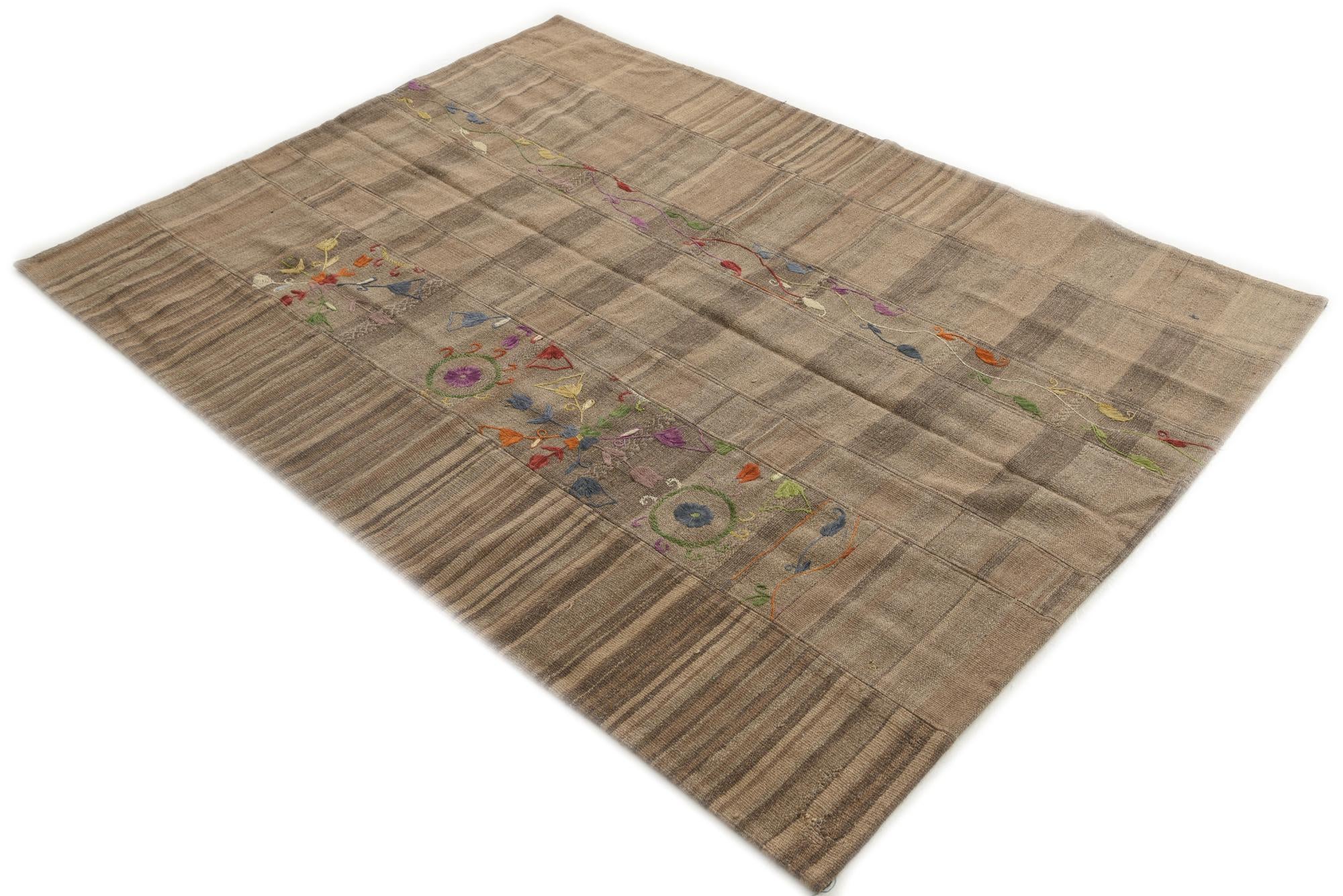 5' x 6' 8 Hand Woven Kilim Patchwork Wool Rug