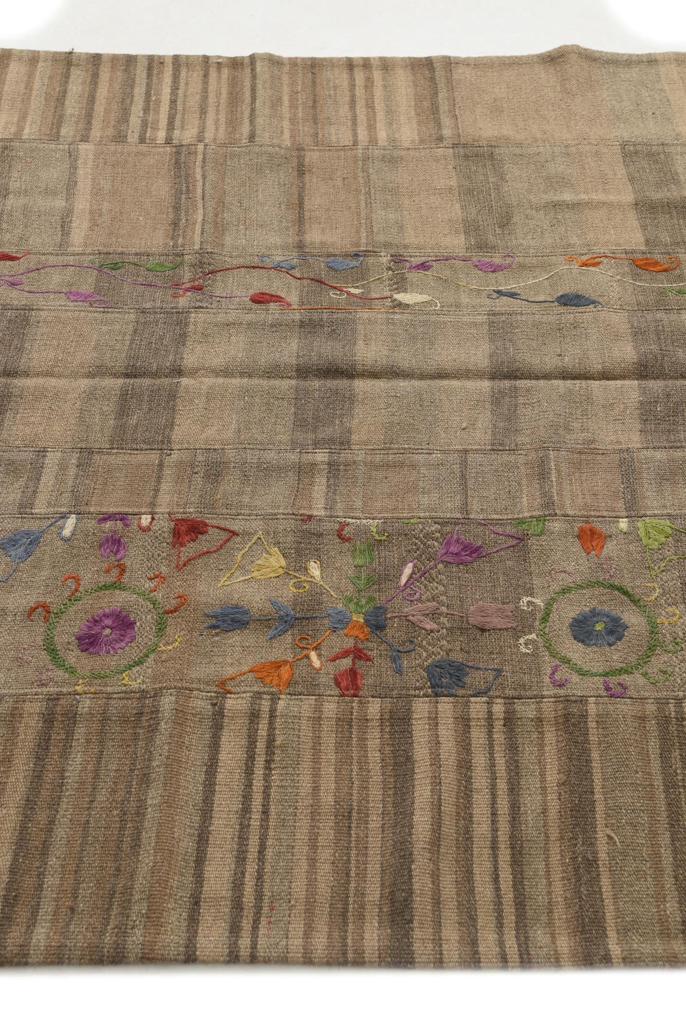 5' x 6' 8 Hand Woven Kilim Patchwork Wool Rug