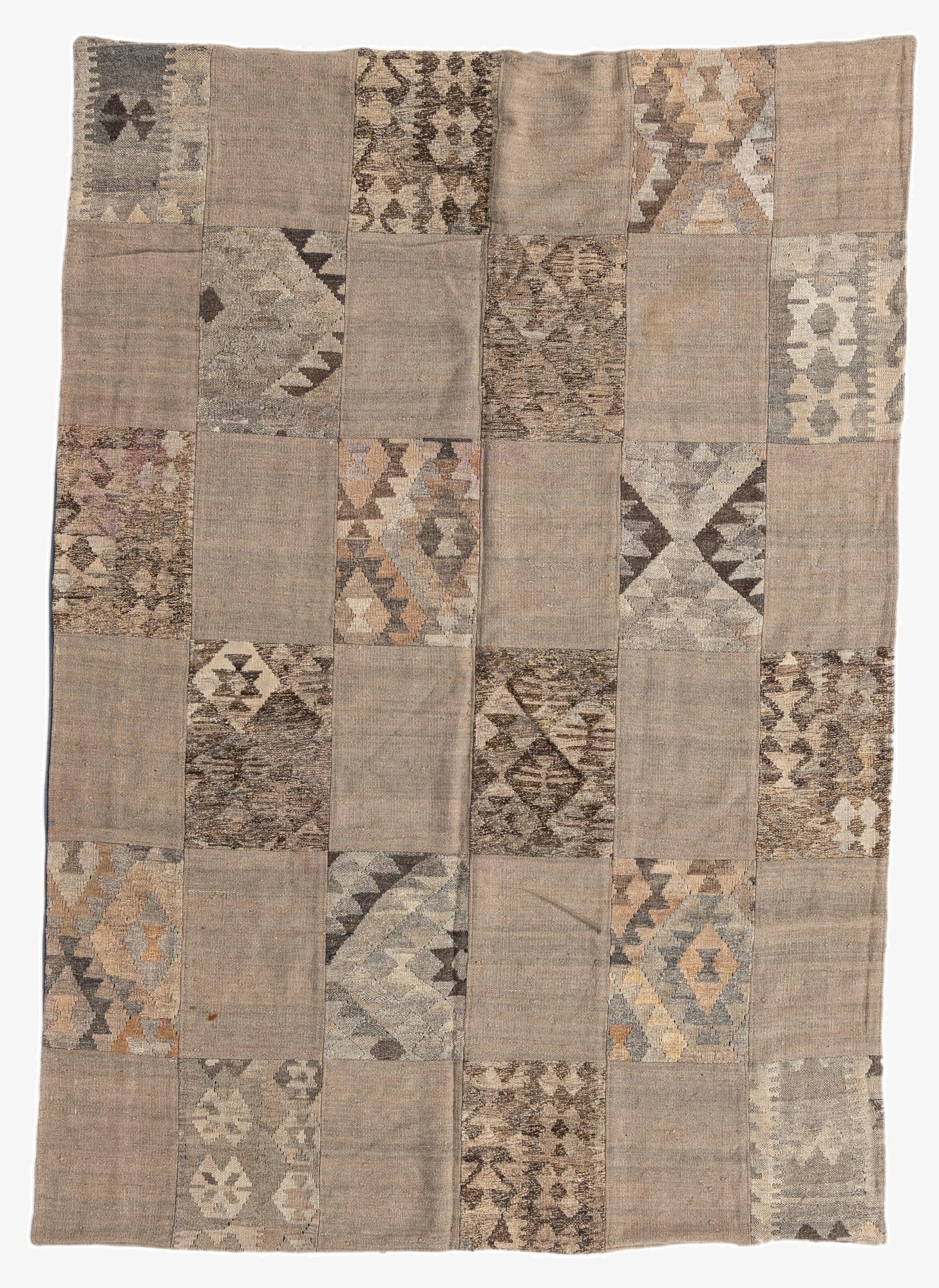 5' 5 x 8'  Hand Woven Kilim Patchwork Wool Rug