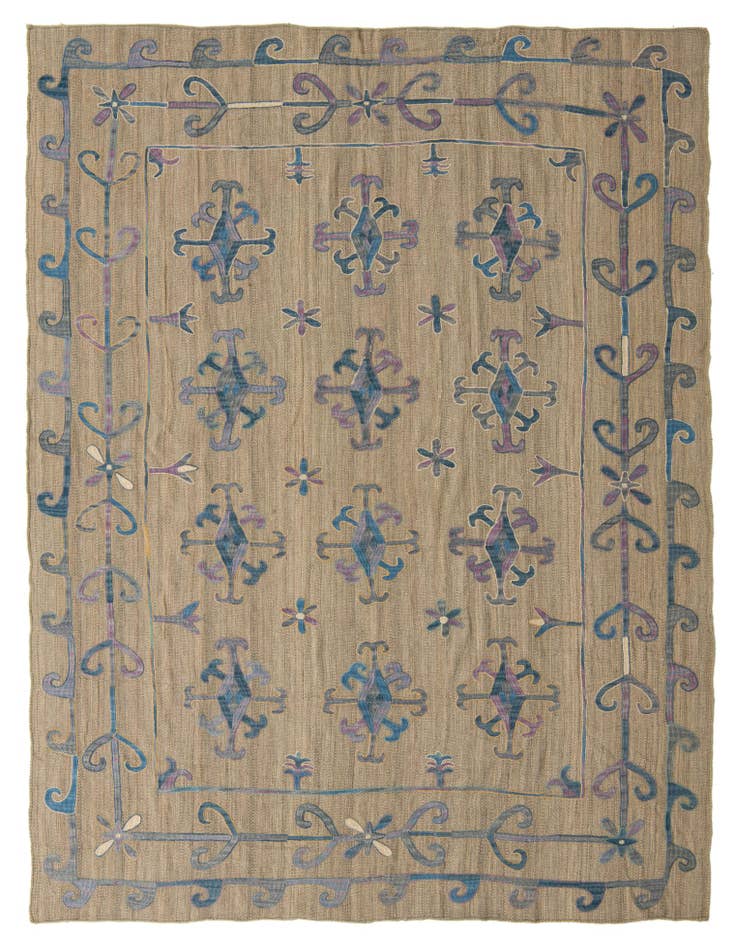 Detail image of 6' 9 x 8' 9 Hand Woven Kilim Suzani Wool Rug