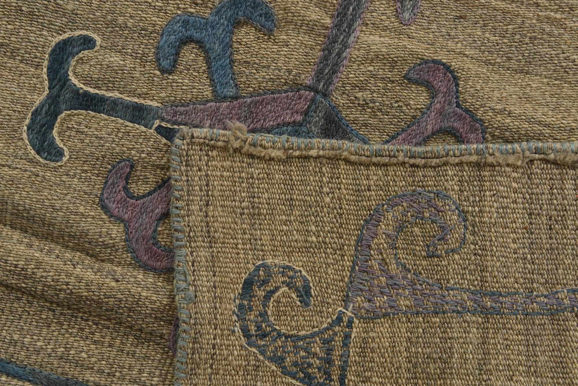 6' x 7' 2 Hand Woven Kilim Suzani Wool Rug