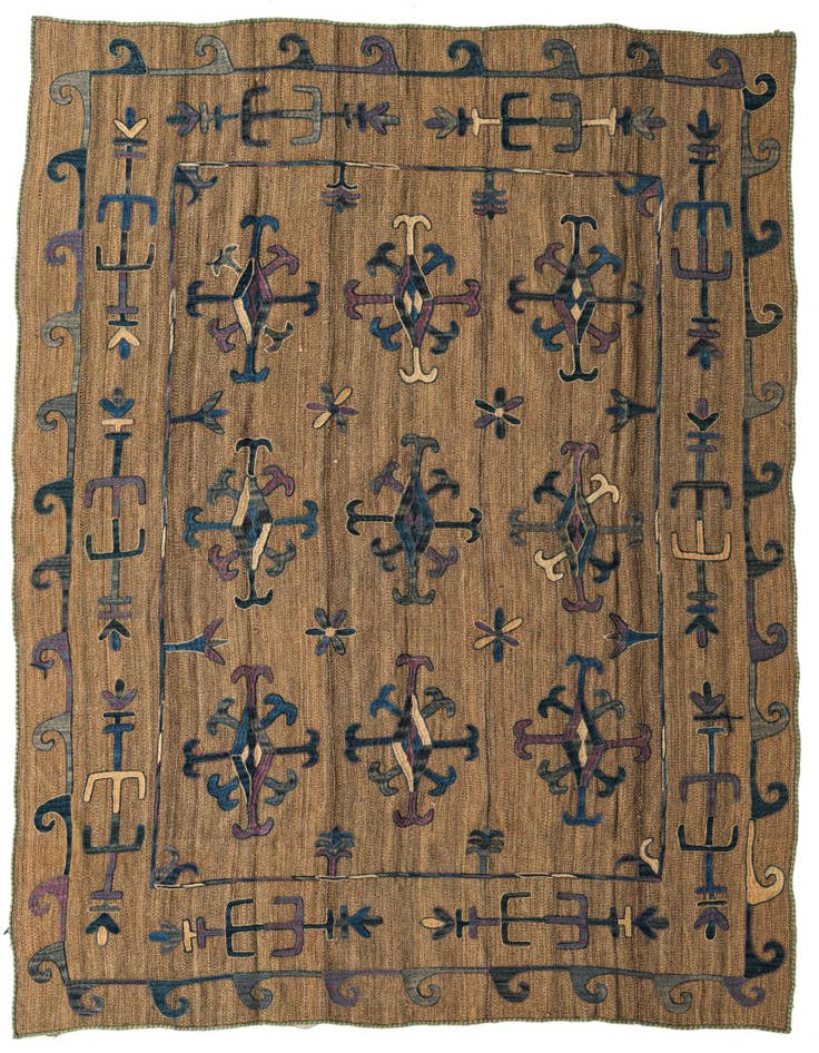 Detail image of 6' x 7' 2 Hand Woven Kilim Suzani Wool Rug