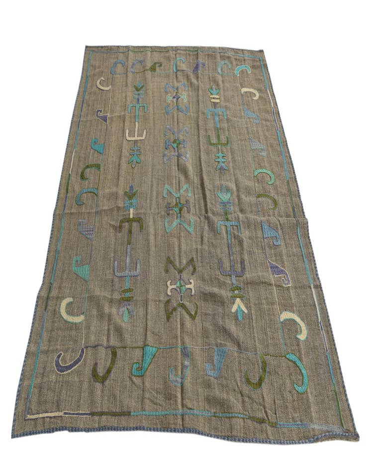 Detail image of 5' x 6' 3  Hand Woven Kilim Suzani Wool Rug