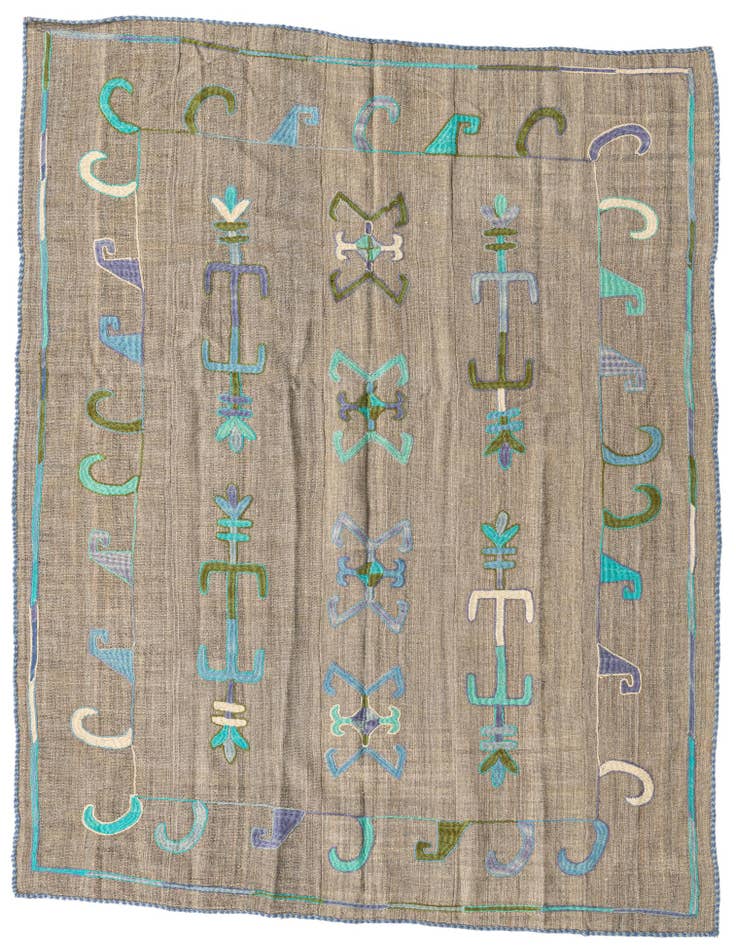 Detail image of 5' x 6' 3 Hand Woven Kilim Suzani Wool Rug