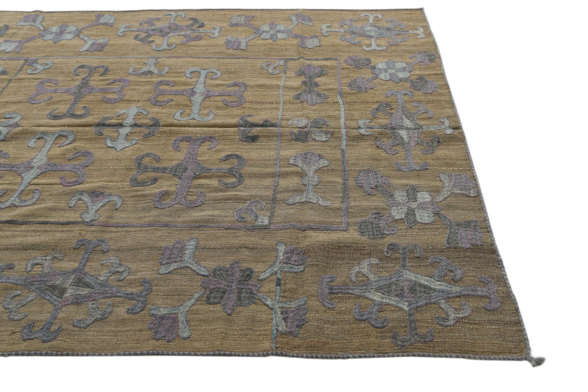 5' 4 x 6' 5 Hand Woven Kilim Suzani Wool Rug