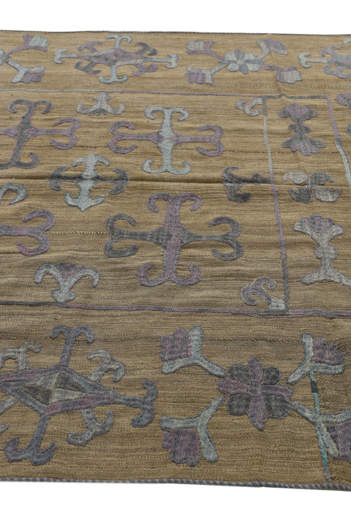 5' 4 x 6' 5 Hand Woven Kilim Suzani Wool Rug