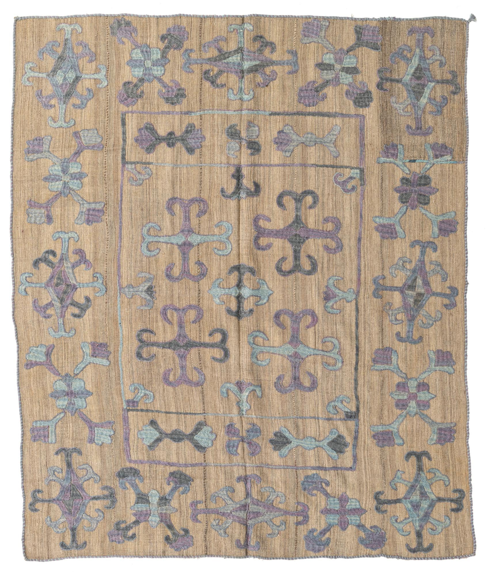 5' 4 x 6' 5 Hand Woven Kilim Suzani Wool Rug