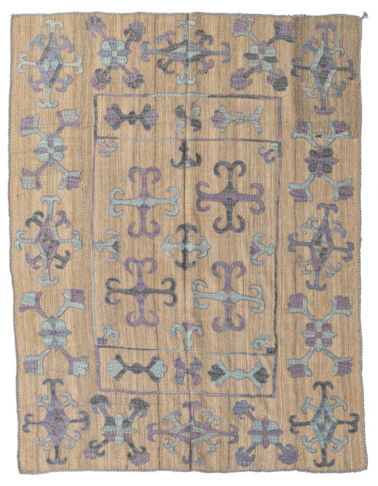 Detail image of 5' 4 x 6' 5 Hand Woven Kilim Suzani Wool Rug