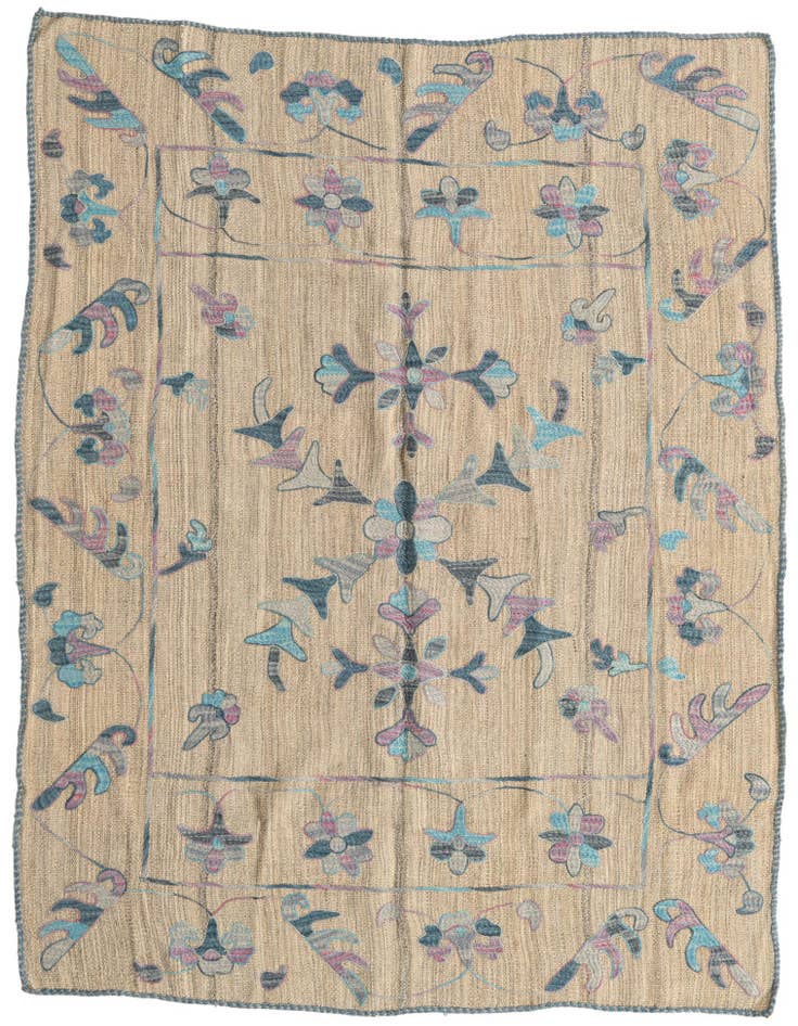 Detail image of 5' 1 x 6' 8 Hand Woven Kilim Suzani Wool Rug