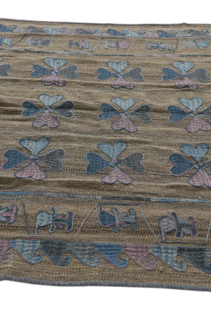 4' 10 x 6' 8 Hand Woven Kilim Suzani Wool Rug