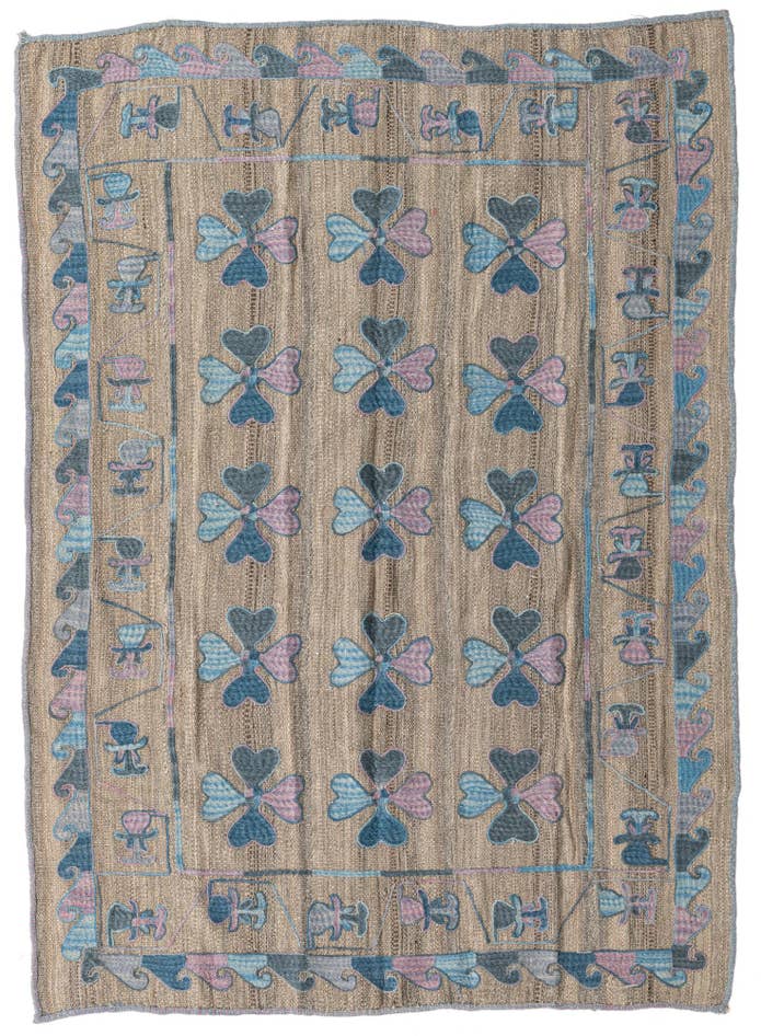Detail image of 4' 10 x 6' 8 Hand Woven Kilim Suzani Wool Rug