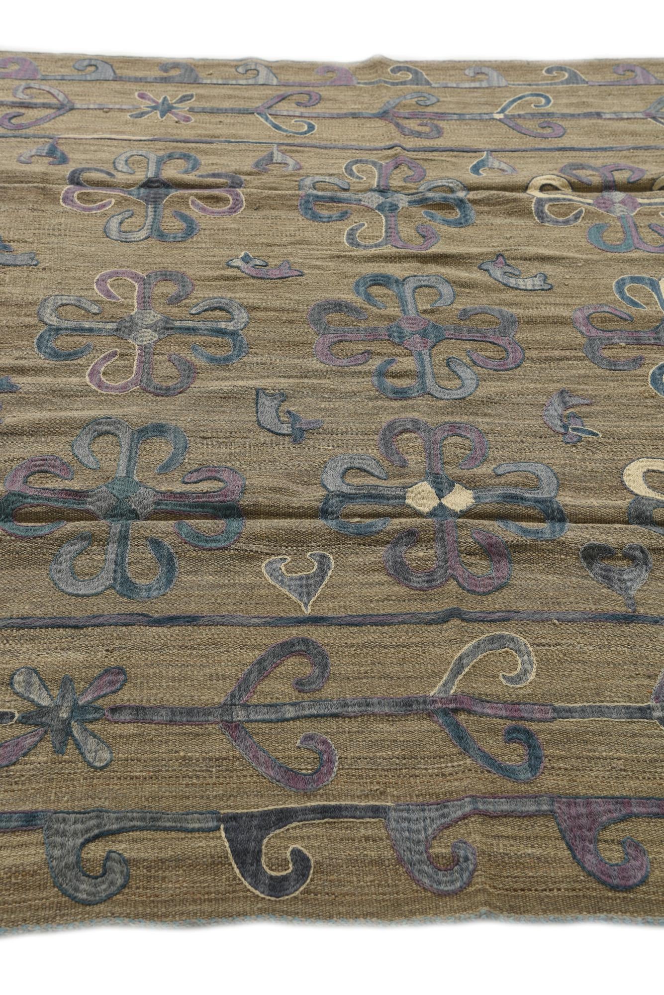 6' 4 x 9' Hand Woven Kilim Suzani Wool Rug