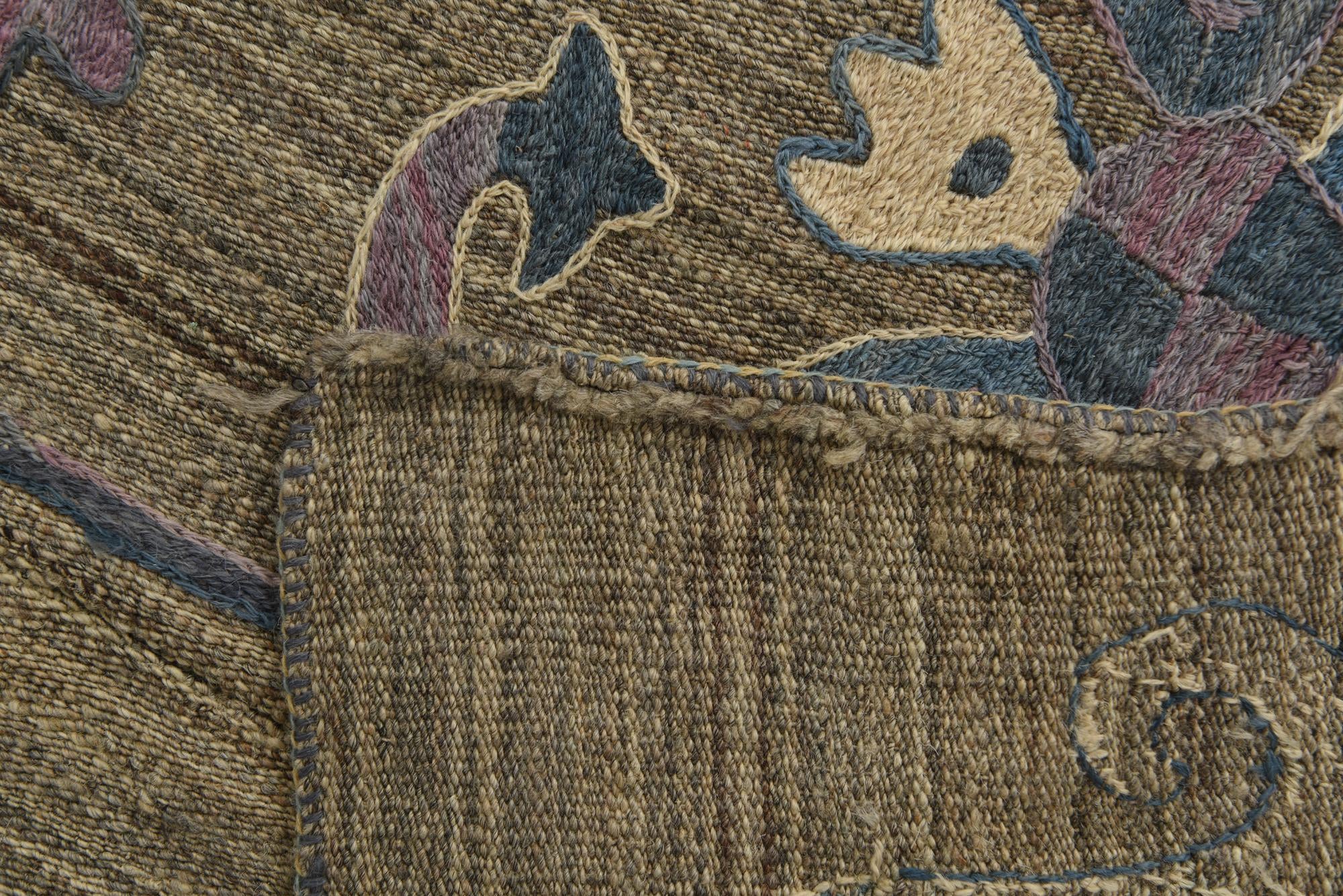 5' 7 x 7' Hand Woven Kilim Suzani Wool Rug