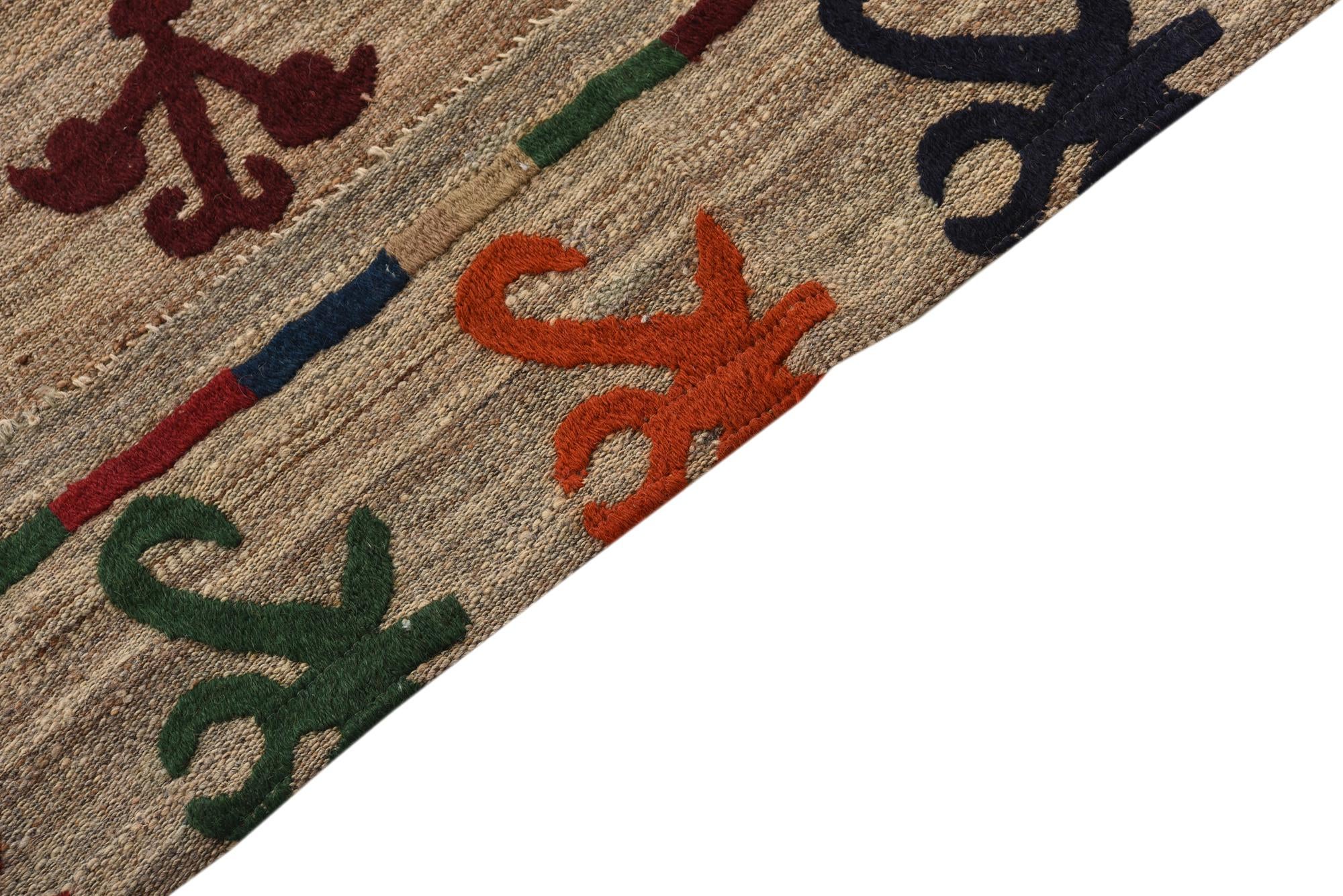 4' 8 x 6' 5 Hand Woven Kilim Suzani Wool Rug