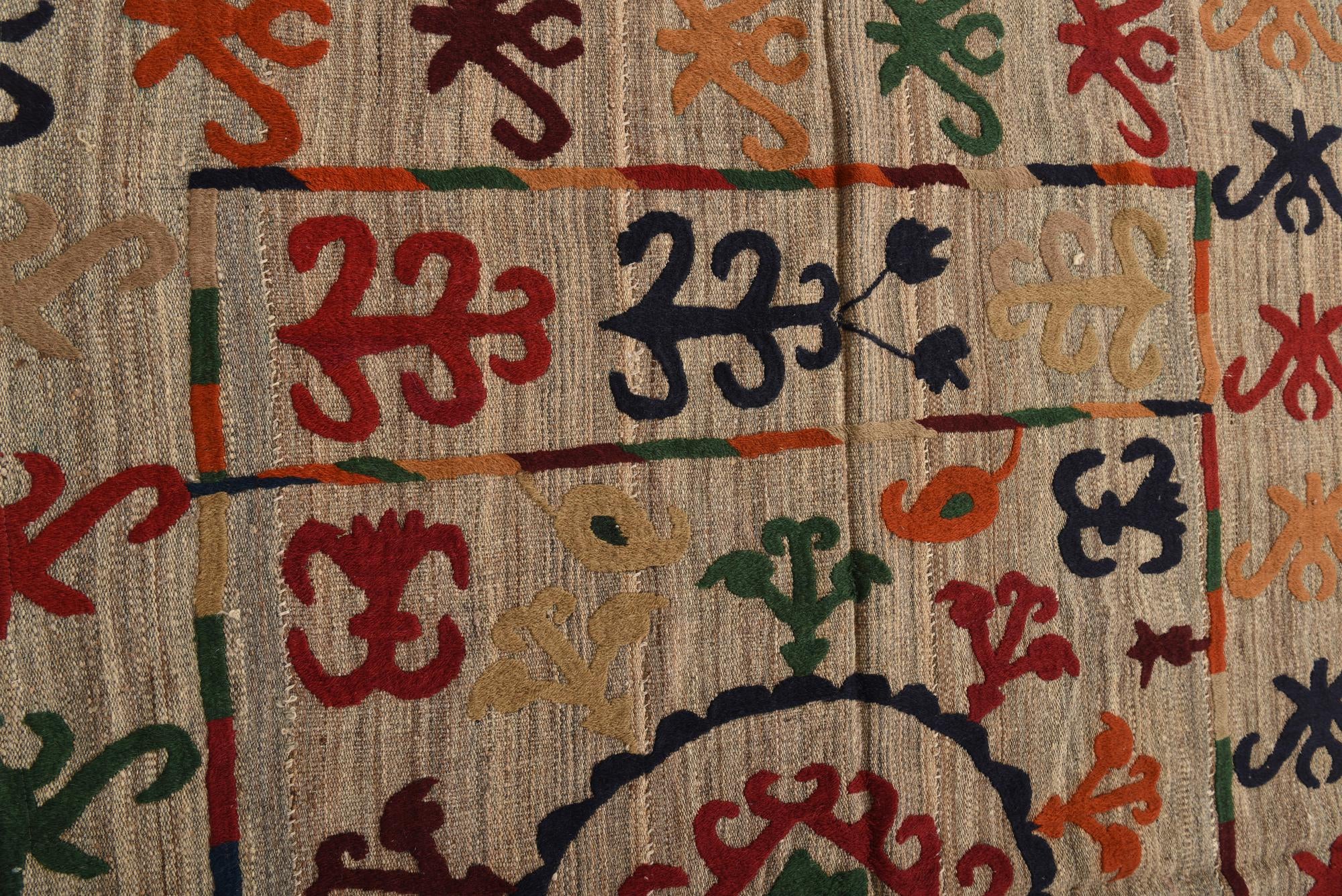 4' 8 x 6' 5 Hand Woven Kilim Suzani Wool Rug