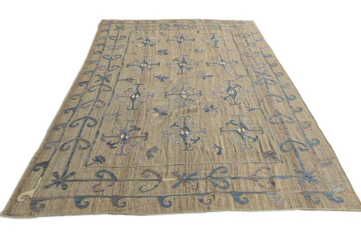6' 3 x 9' Hand Woven Kilim Suzani Wool Rug