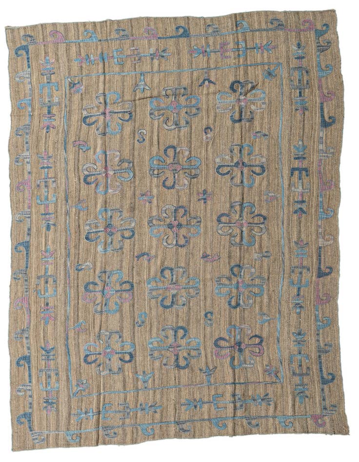 Detail image of 6' 8 x 9' 5 Hand Woven Kilim Suzani Wool Rug