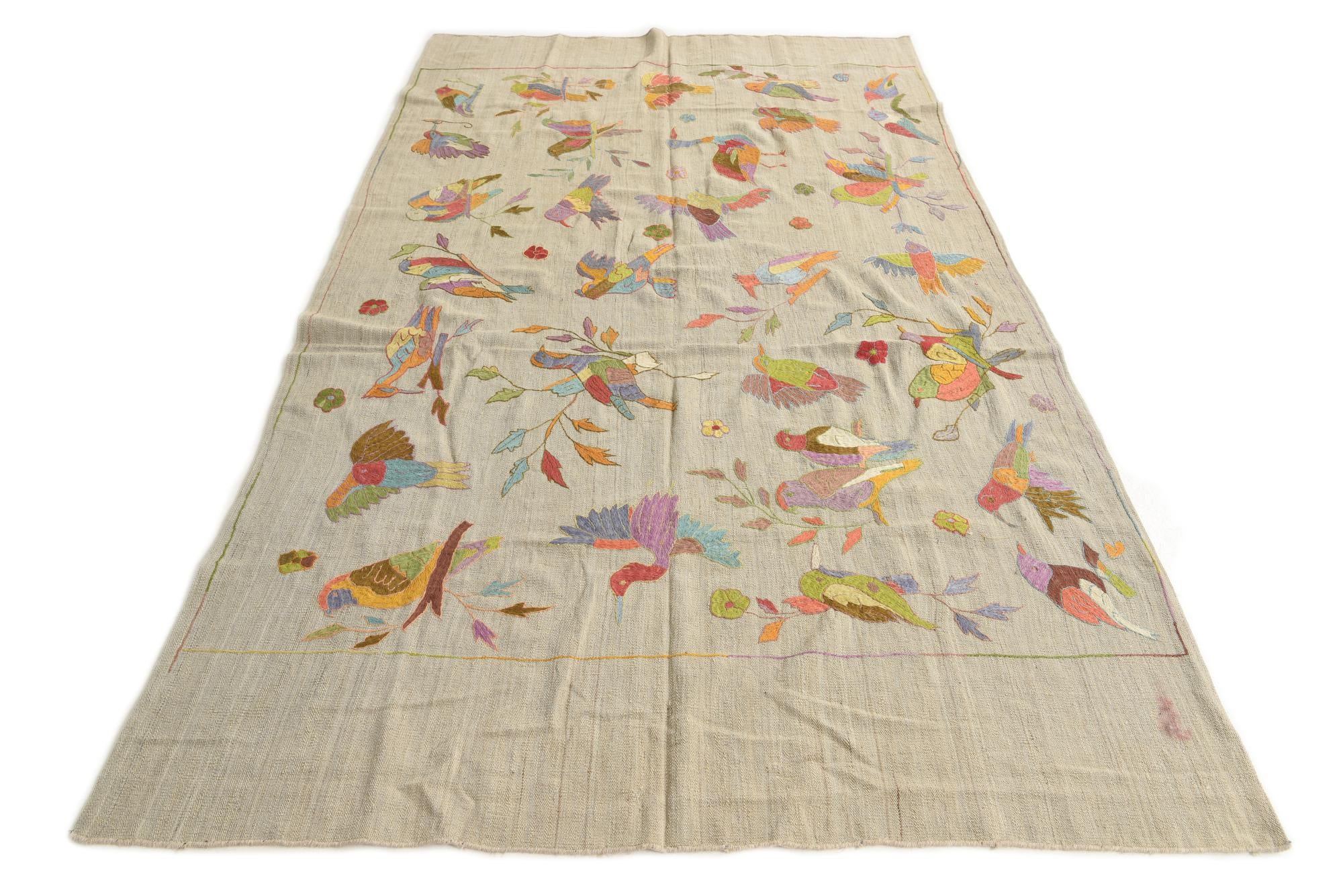 5' 8 x 9' 9 Hand Woven Kilim Suzani Wool Rug