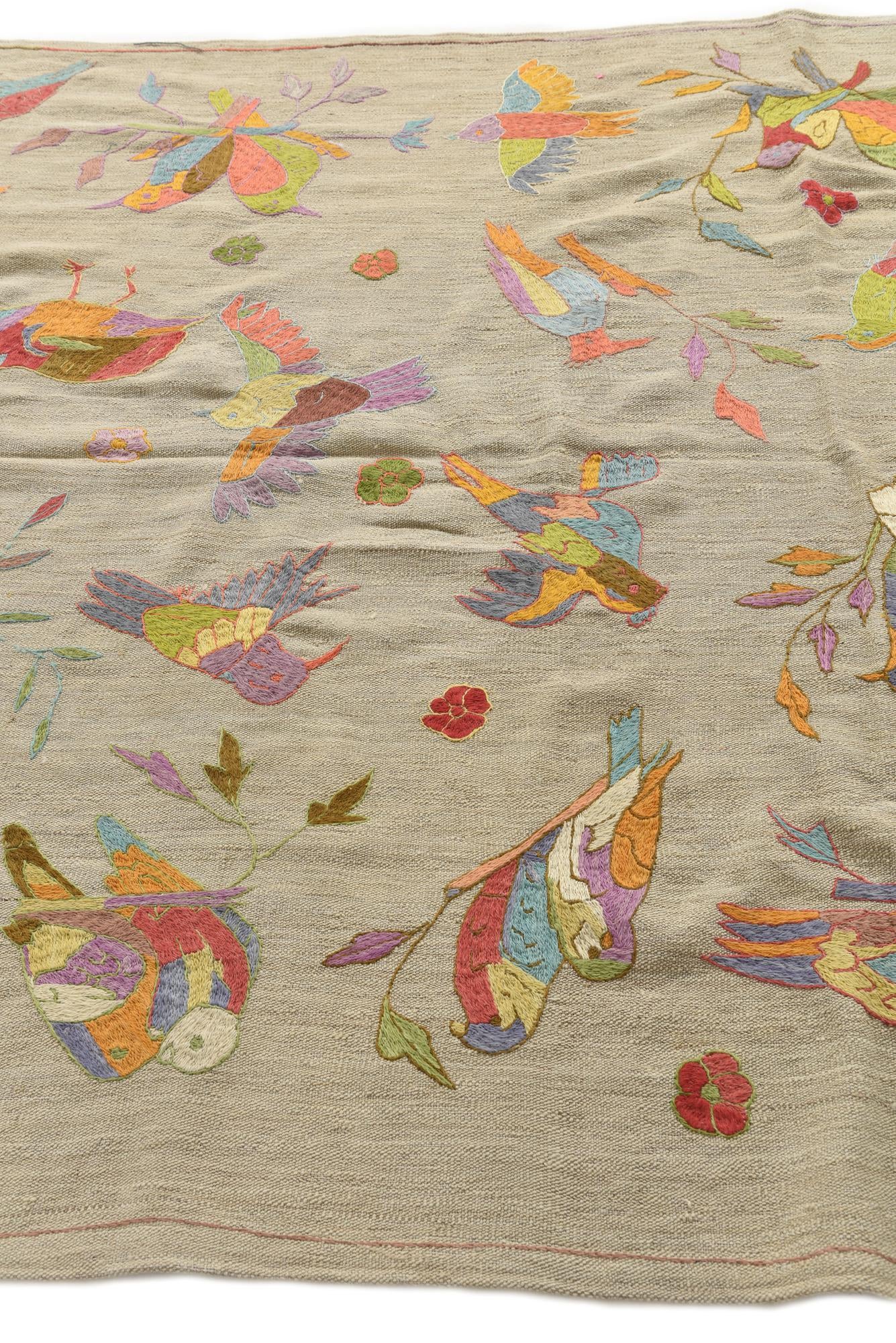 5' 8 x 9' 9 Hand Woven Kilim Suzani Wool Rug