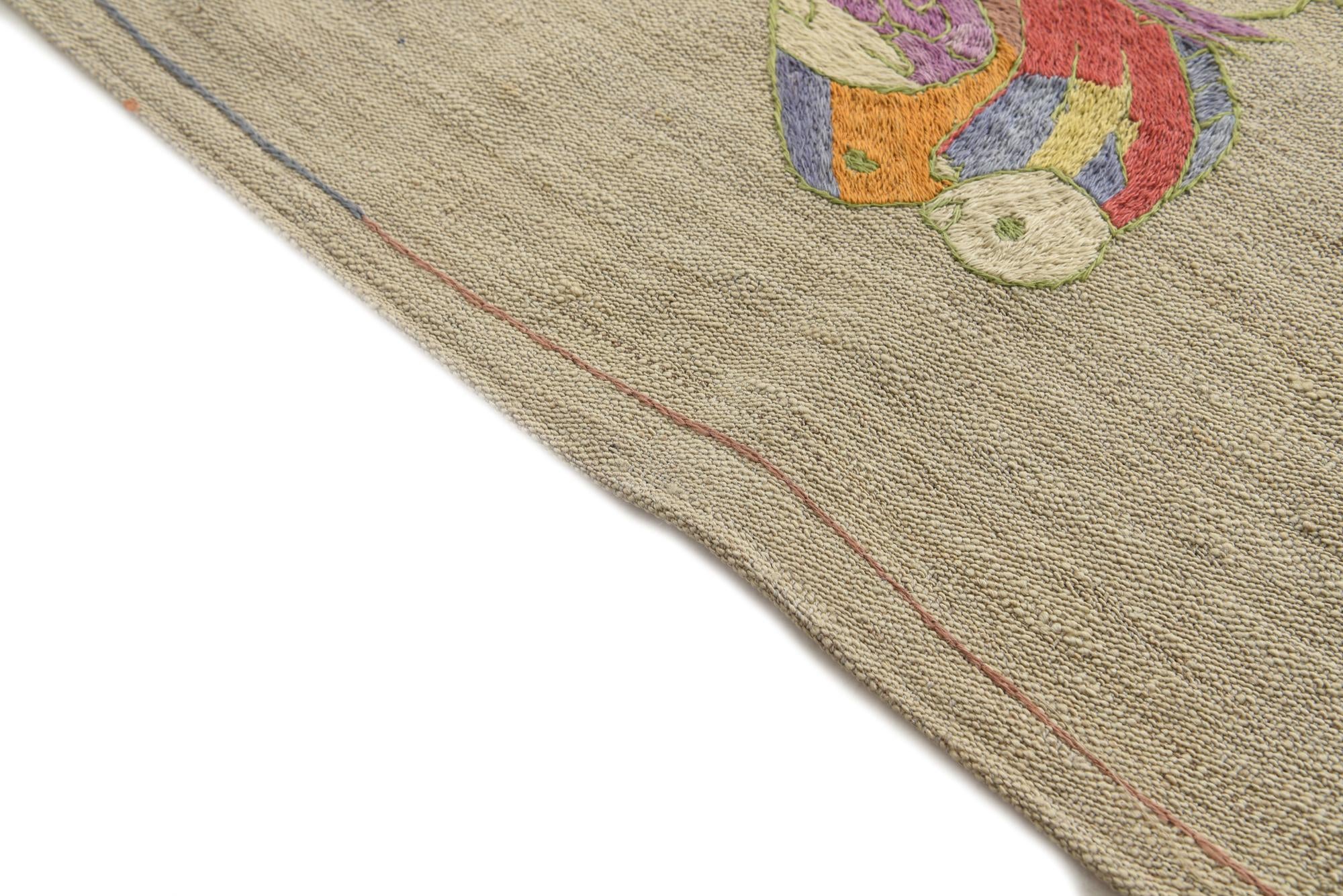 5' 8 x 9' 9 Hand Woven Kilim Suzani Wool Rug