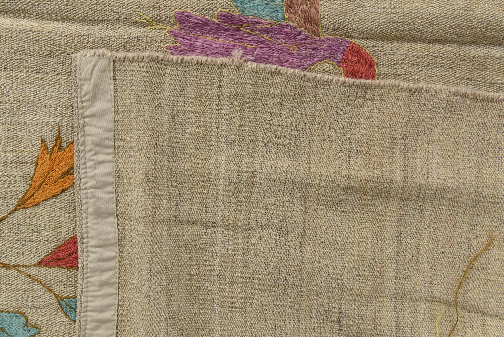 5' 8 x 9' 9 Hand Woven Kilim Suzani Wool Rug