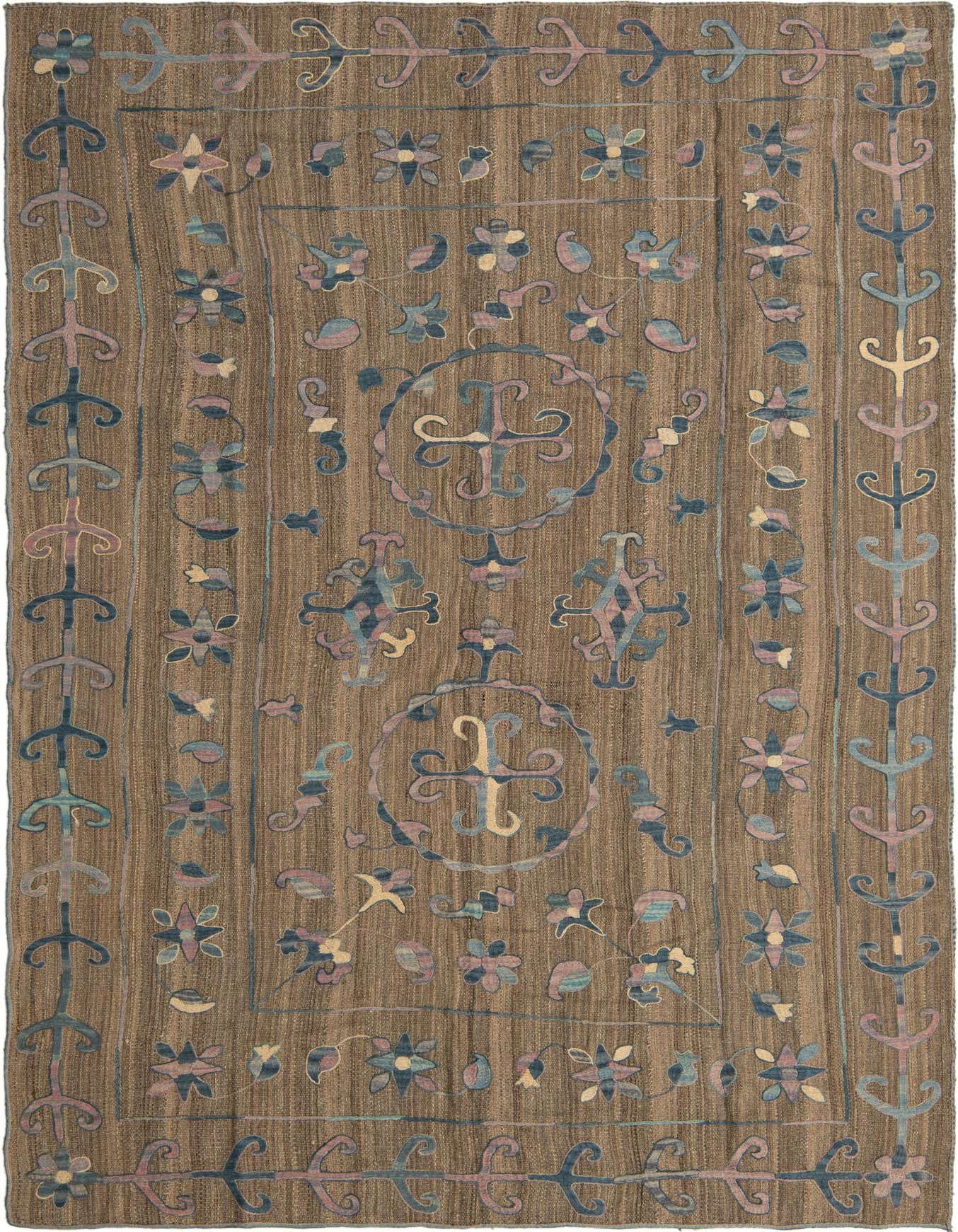 6' 6 x 9' 6 Hand Knotted Kilim Suzani Wool Rug