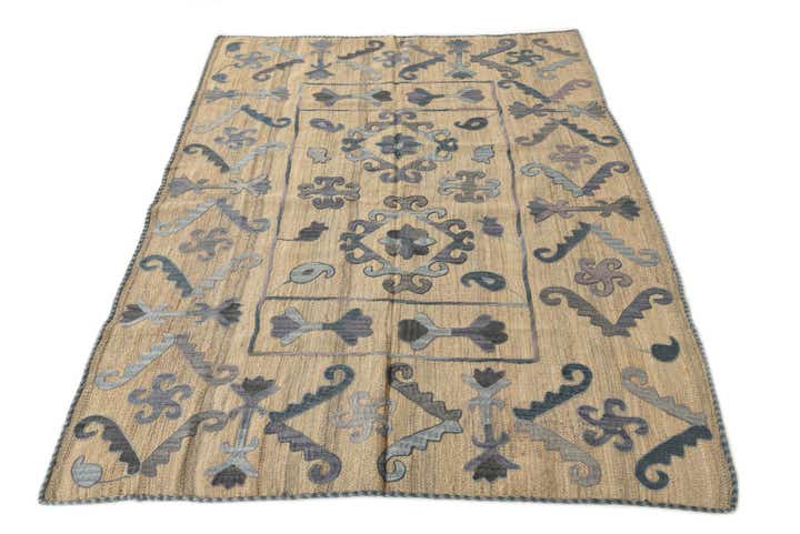 5' x 6' 3 Hand Woven Kilim Suzani Wool Rug