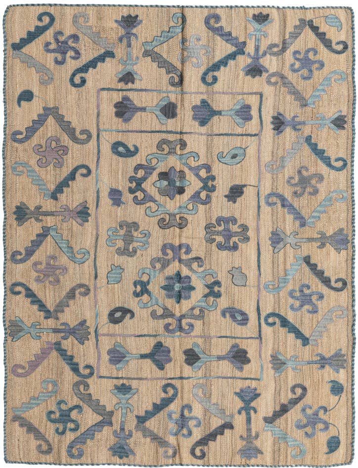 Detail image of 5' x 6' 3 Hand Woven Kilim Suzani Wool Rug