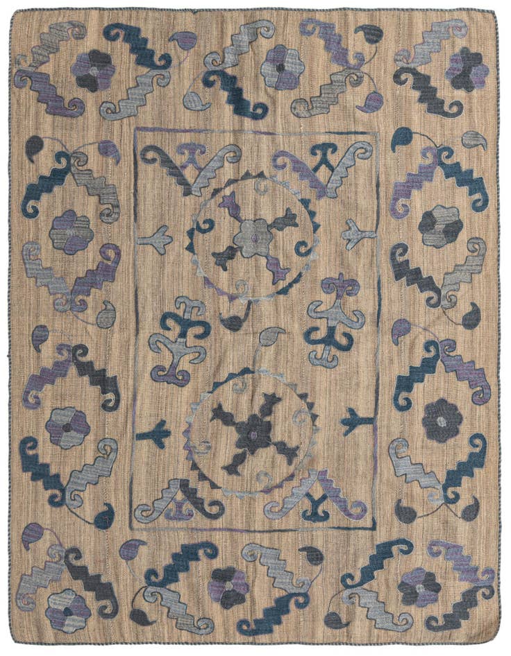 Detail image of 5' 6 x 6' 5 Hand Woven Kilim Suzani Wool Rug