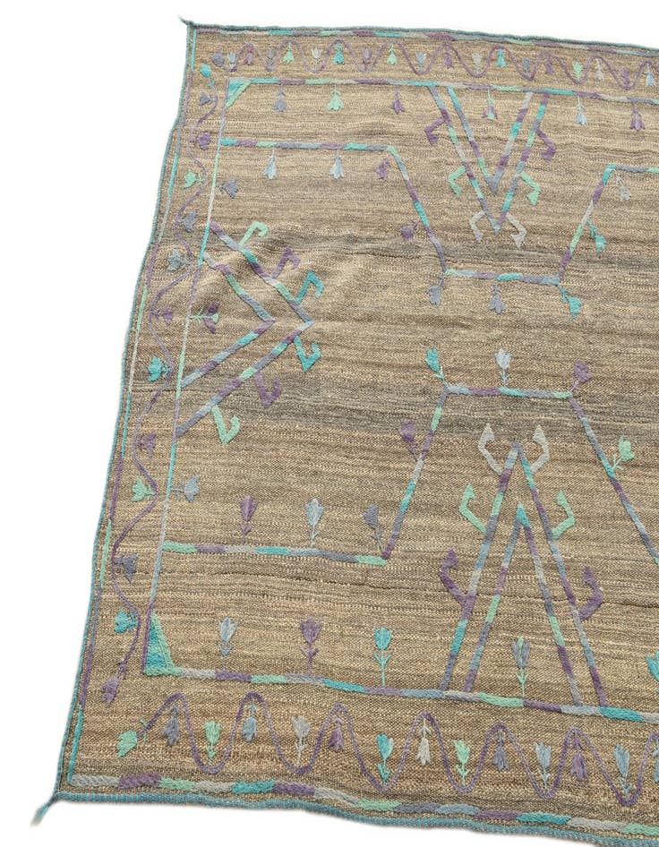 Detail image of 4' 2 x 5' 9  Hand Woven Kilim Suzani Wool Rug