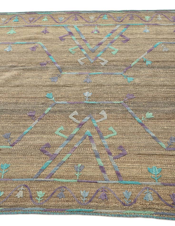 Detail image of 4' 2 x 5' 9  Hand Woven Kilim Suzani Wool Rug
