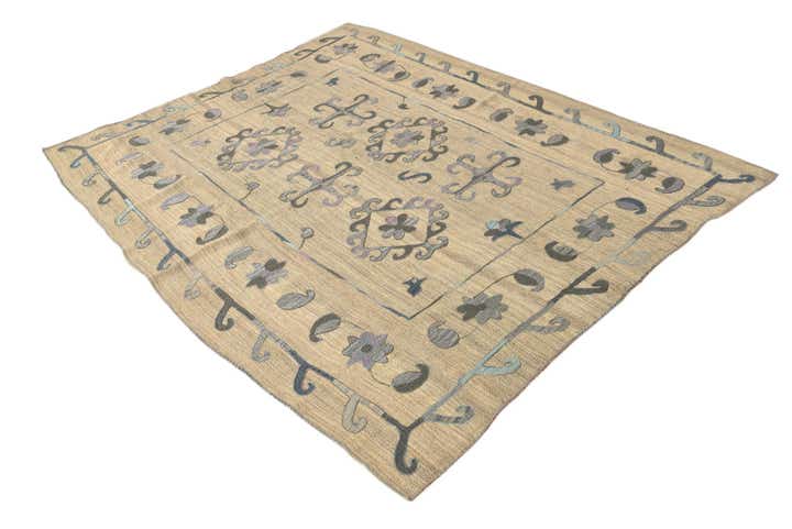 5' 10 x 7' 6 Hand Woven Kilim Suzani Wool Rug