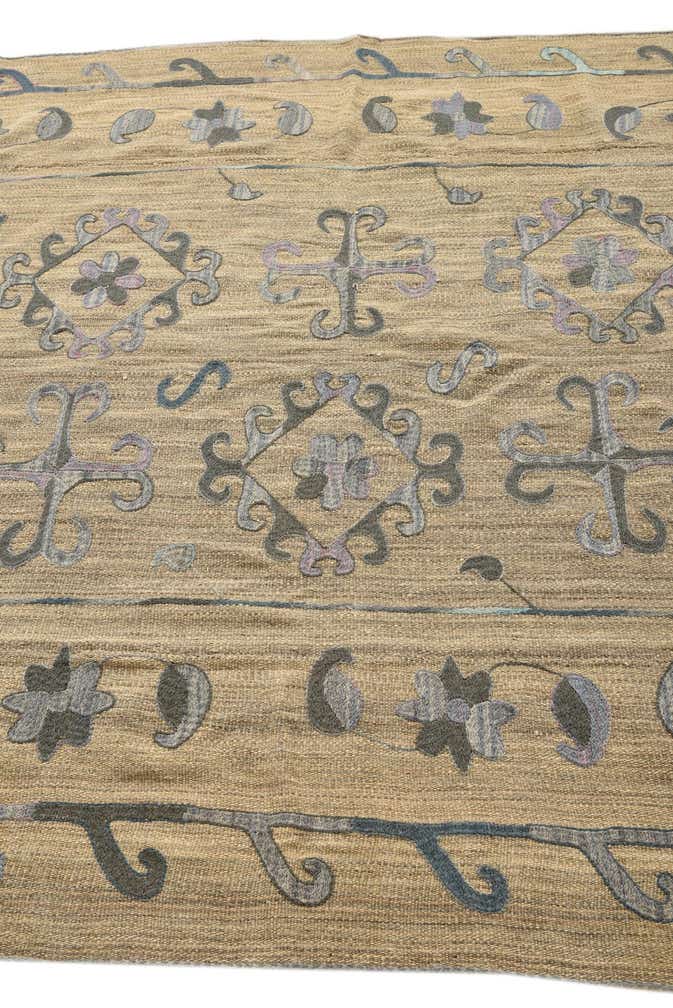 5' 10 x 7' 6 Hand Woven Kilim Suzani Wool Rug