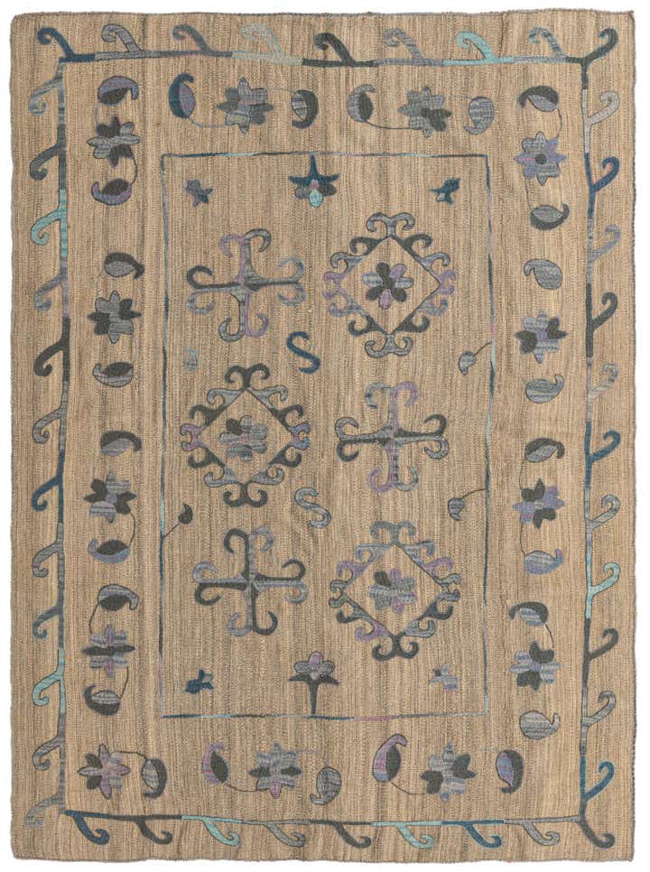 5' 10 x 7' 6 Hand Woven Kilim Suzani Wool Rug