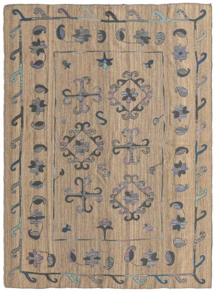 Detail image of 5' 10 x 7' 6 Hand Woven Kilim Suzani Wool Rug